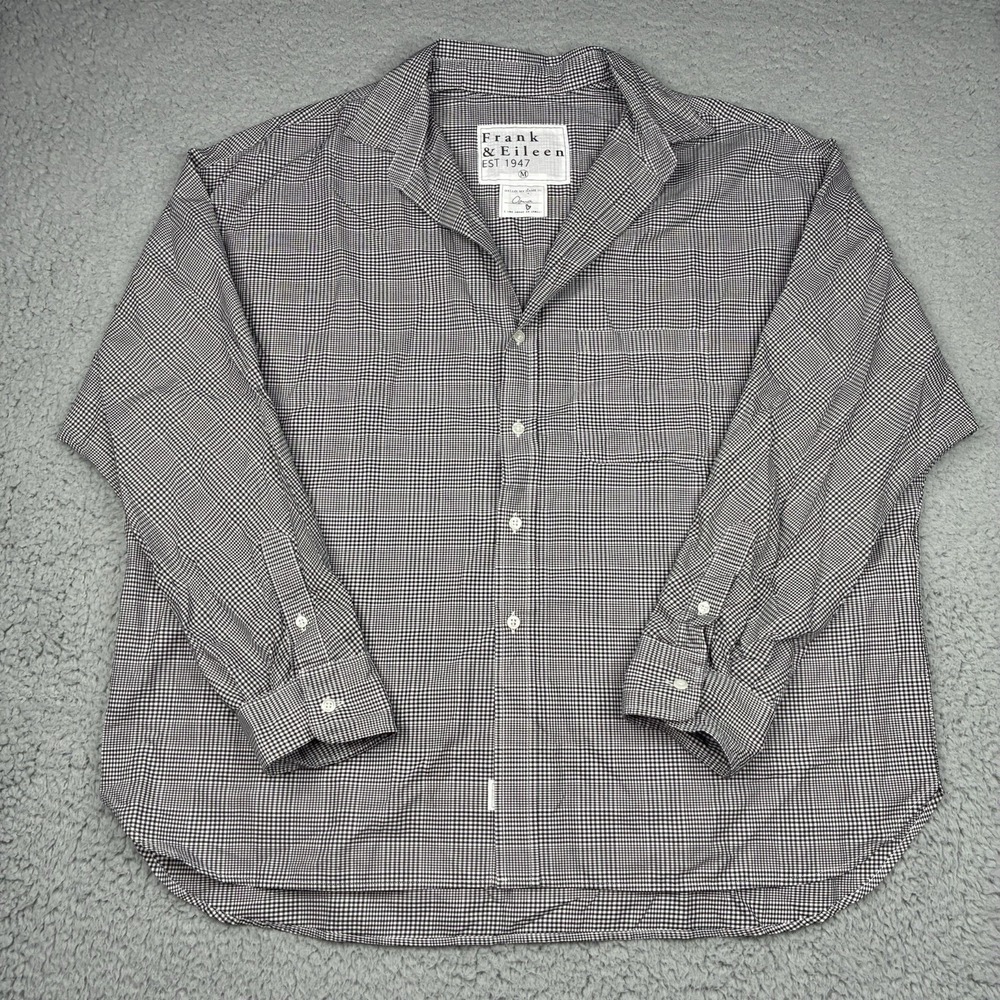 Frank & Eileen Oona Continuous Sleeve Shirt Women's Medium Black White Plaid